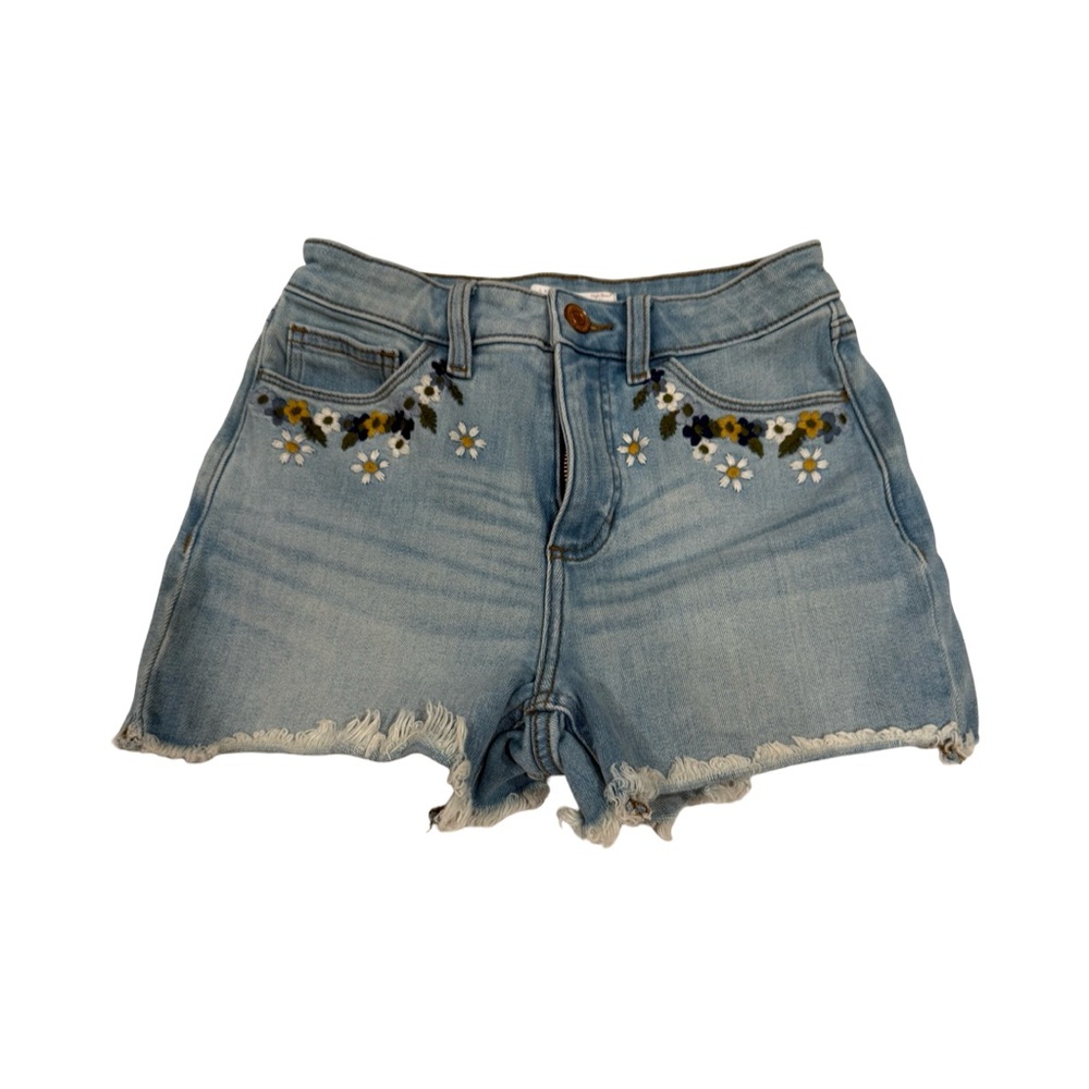 LC Lauren Conrad Blue Jean Shorts with Floral Design